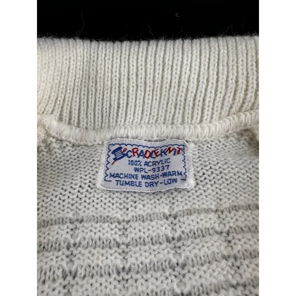 CradleKnit Sweater 6-12 months Unisex White Button‎ Down Acrylic Reborn Doll Vtg